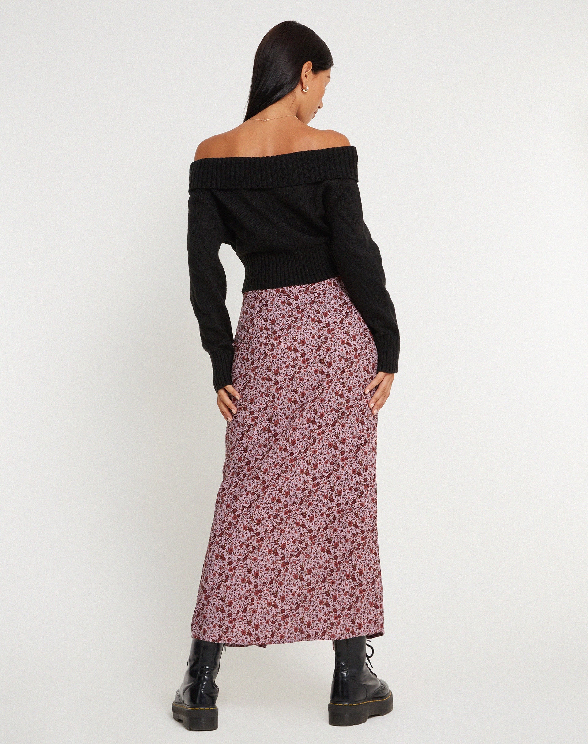 Afbeelding van Relow Maxi Rok in 90's Bloemen Bourgondië