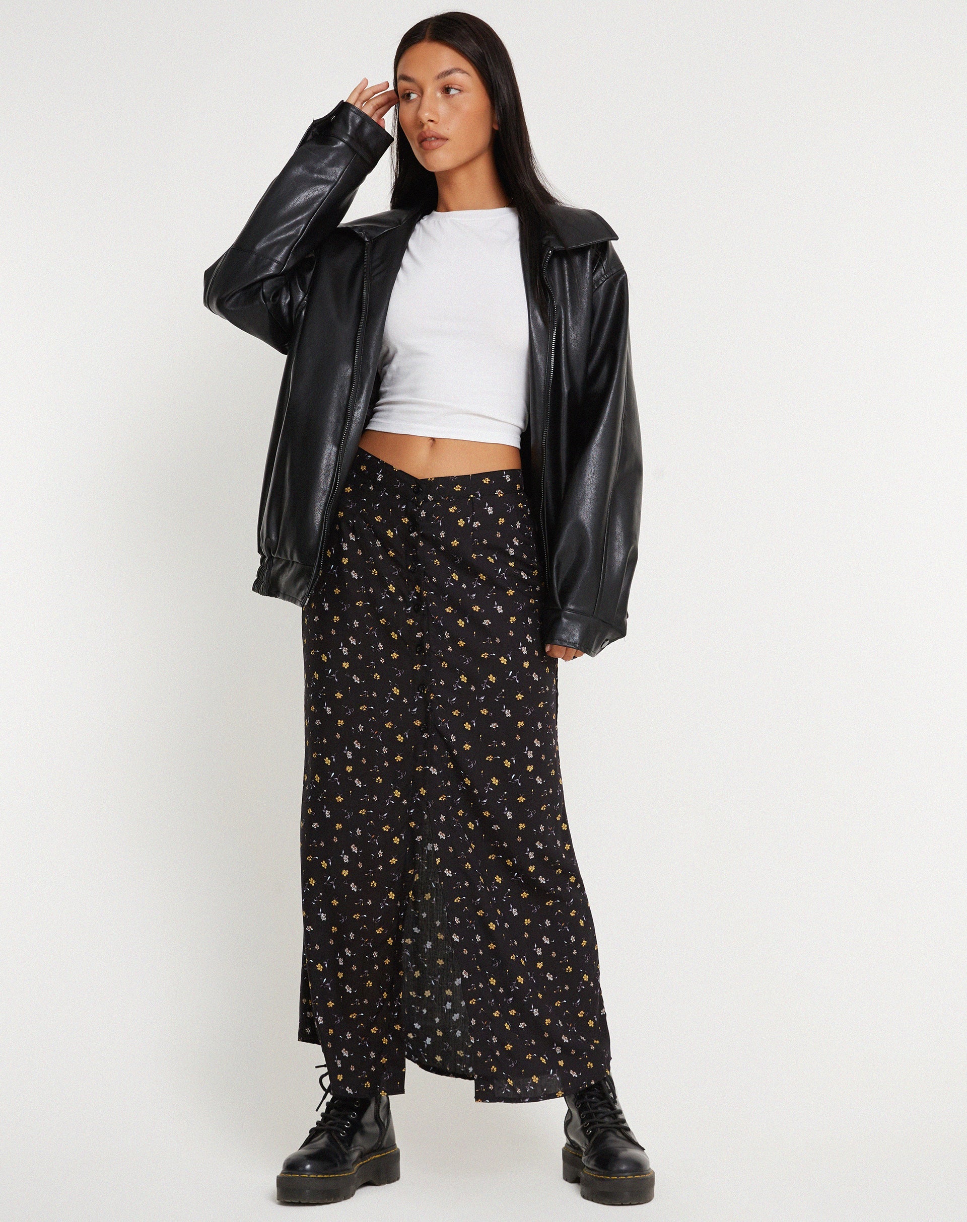 Afbeelding van Rima Maxi Rok in Pretty Petal Zwart