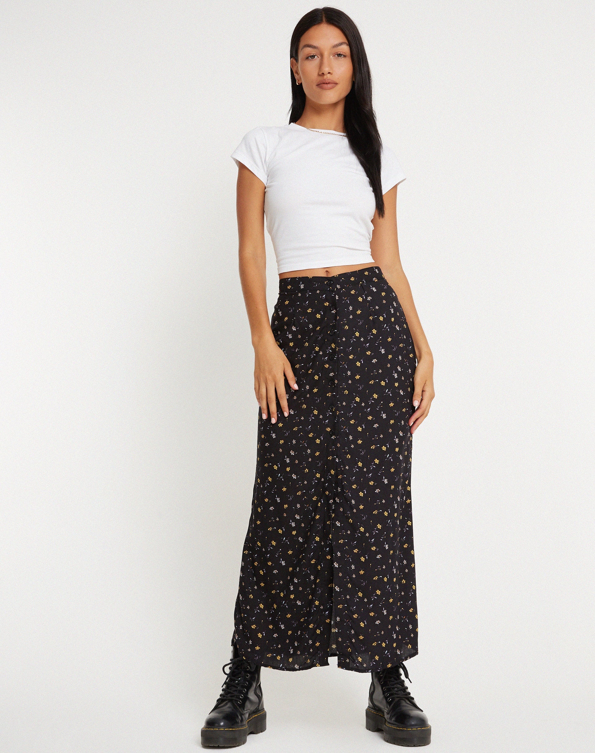 Afbeelding van Rima Maxi Rok in Pretty Petal Zwart