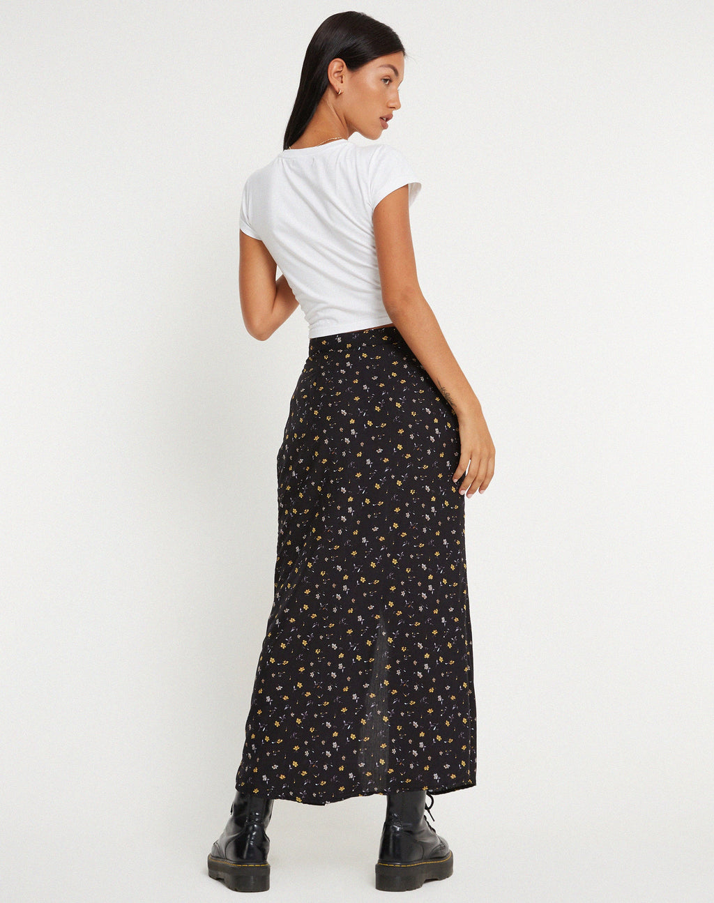 Rima Maxi Rok in Pretty Petal Zwart