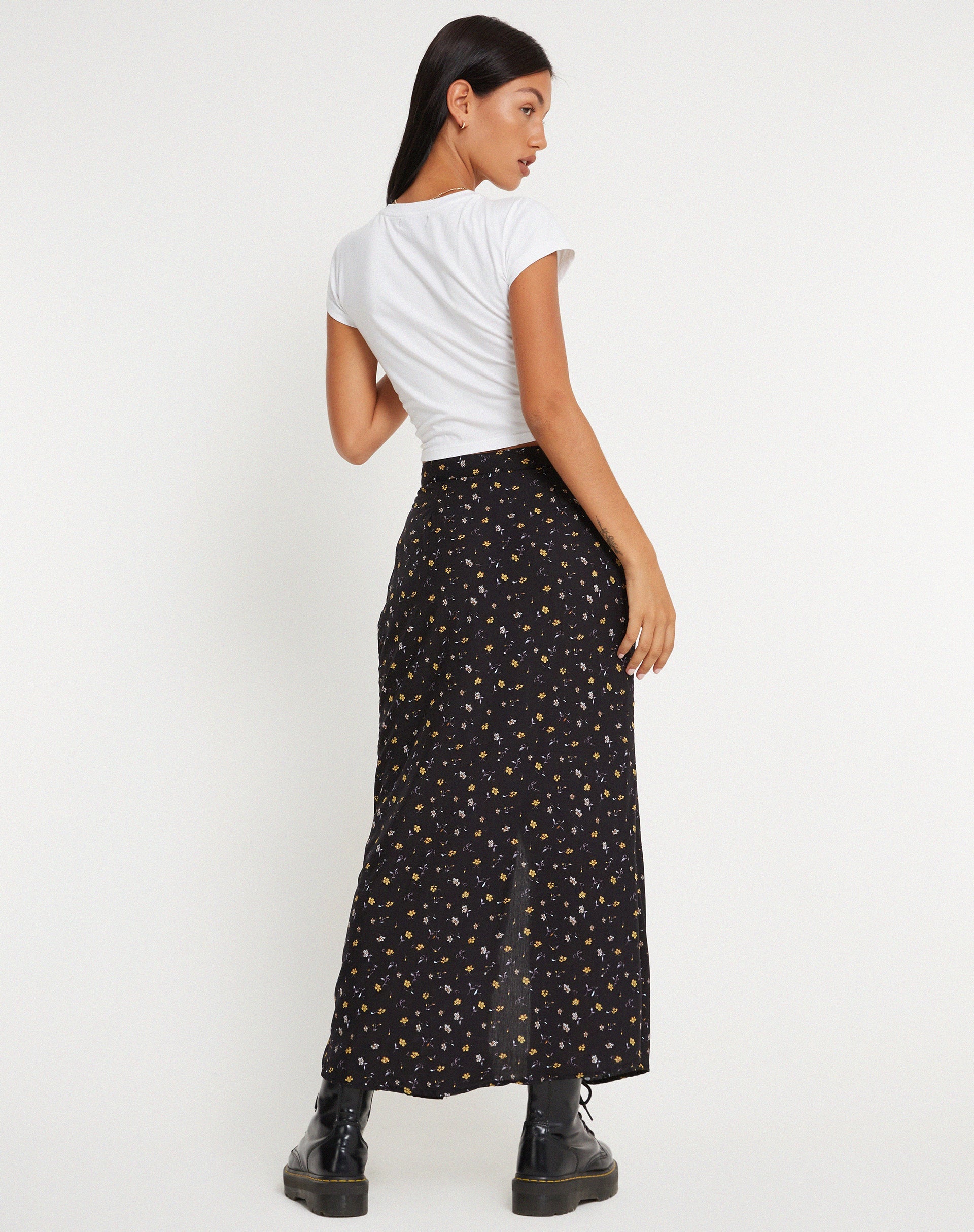 Afbeelding van Rima Maxi Rok in Pretty Petal Zwart