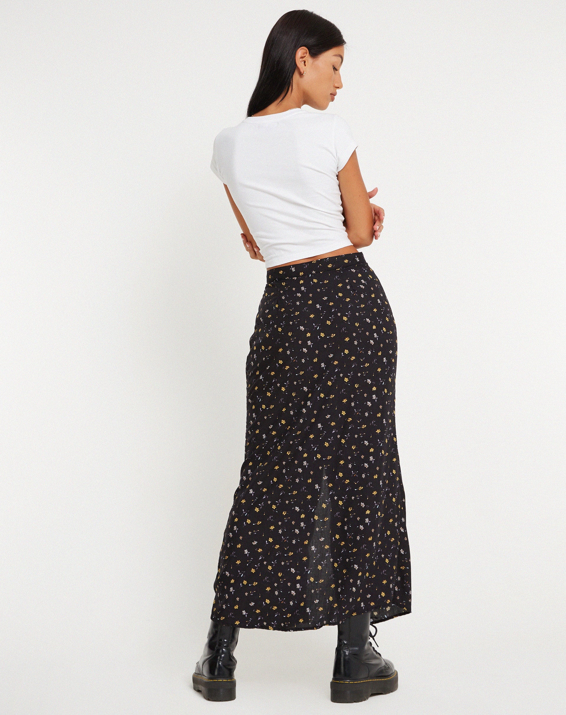 Afbeelding van Rima Maxi Rok in Pretty Petal Zwart