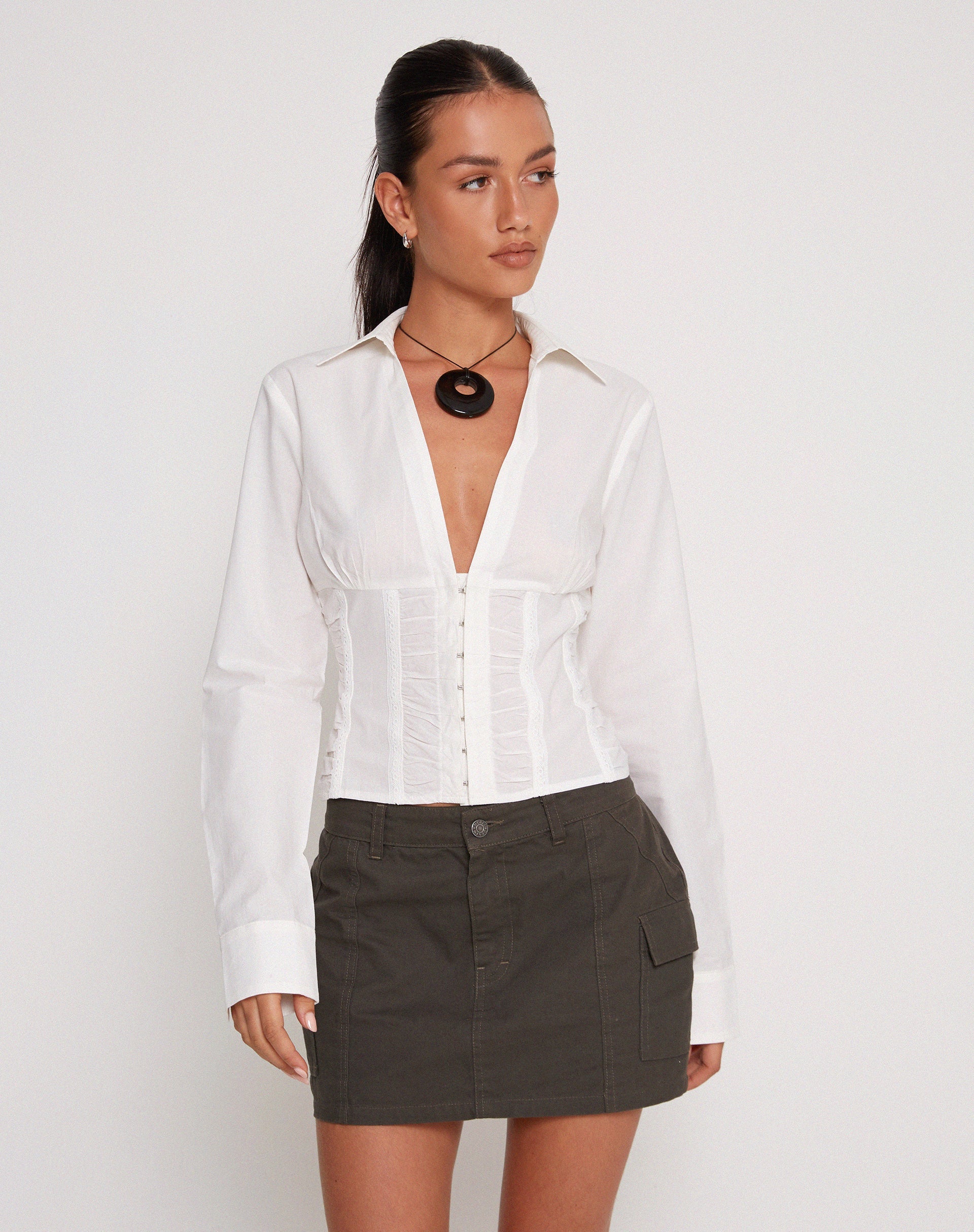 Afbeelding van Rohan Long Sleeve Fitted Shirt in Poplin Wit