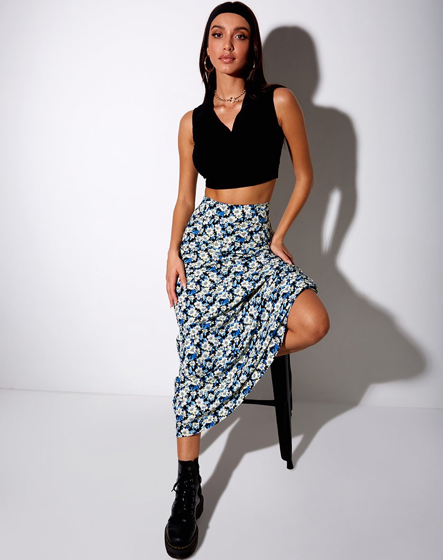 Sayan Maxi rok in Asterblauw