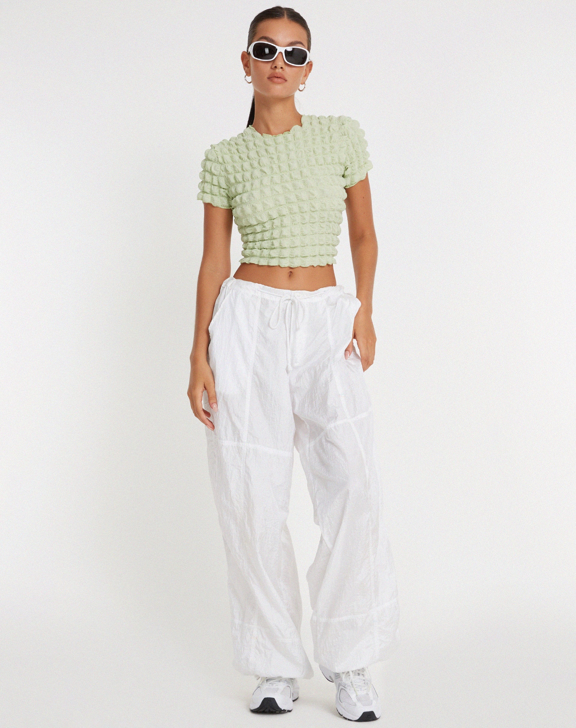 Afbeelding van Shrunken Top in Big Bubble Jersey Pastel Lime
