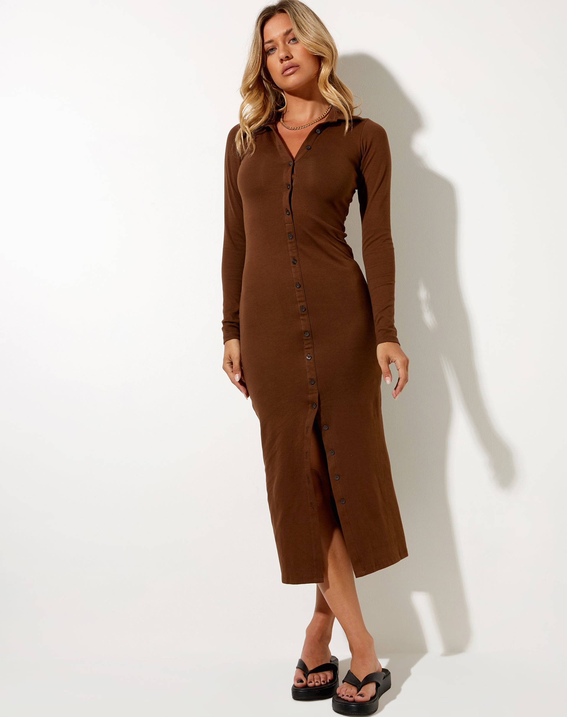 Afbeelding van Taryn Maxi Dress in Rib Cocoa