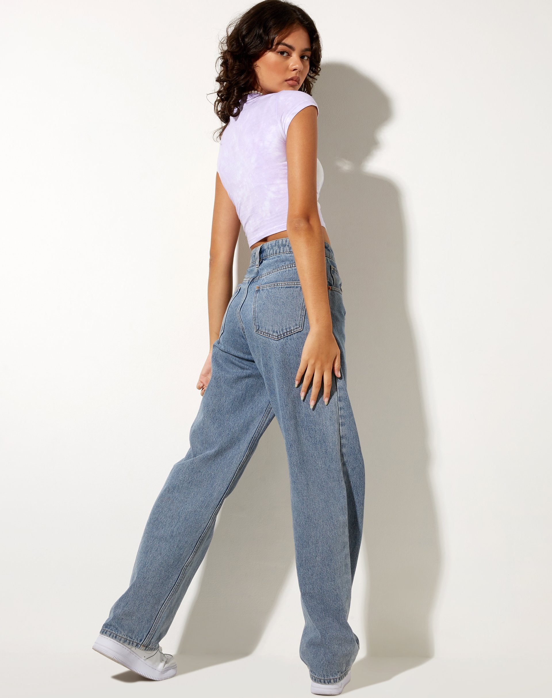 Afbeelding van Tinlo Crop Top in Lila Wit Tie Dye Cirkel