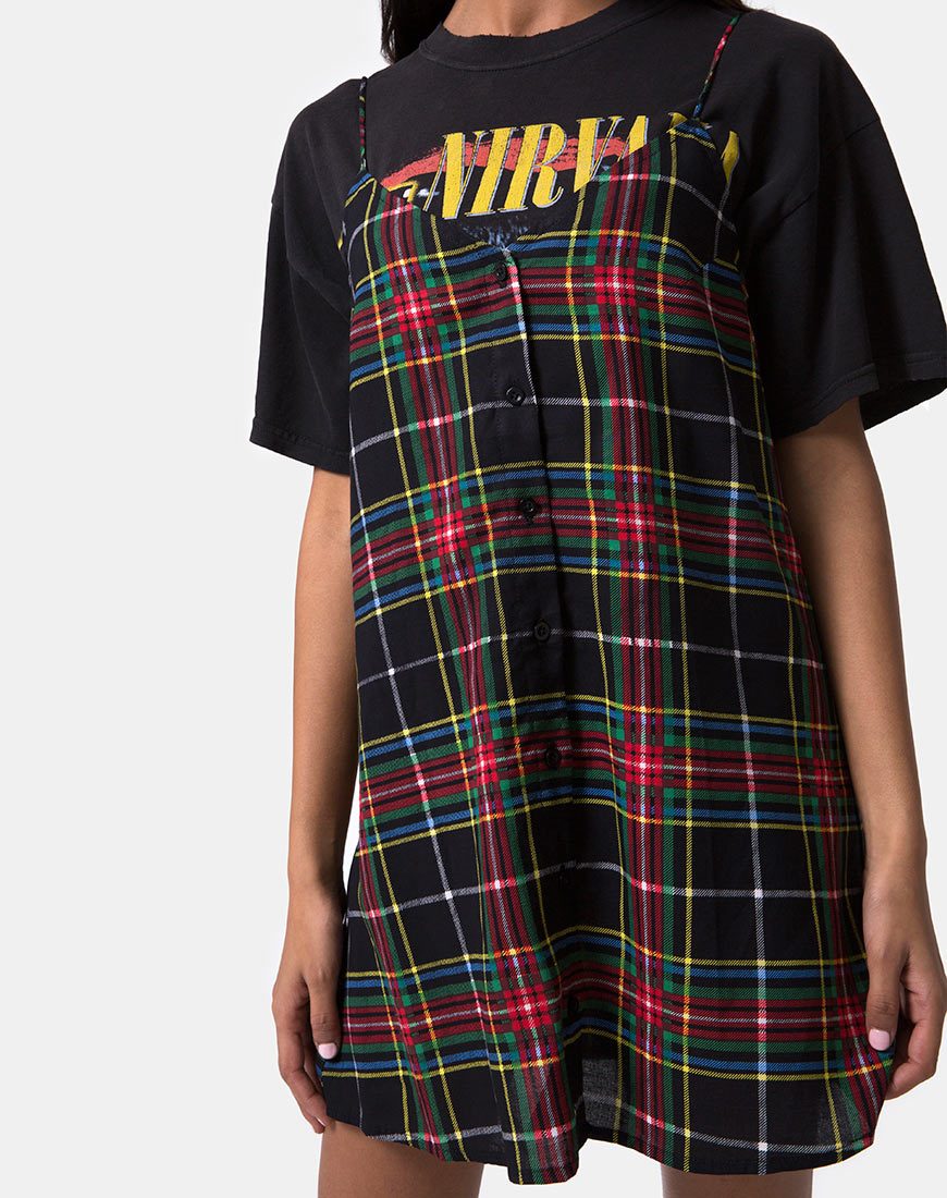 Afbeelding van Sanna Slip Dress in Plaid Rood Groen Geel en Zwart