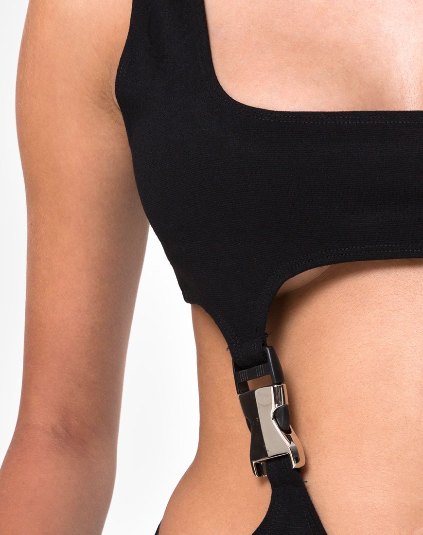 Afbeelding van Rezya Bodice in Zwart met Zilveren Gespen
