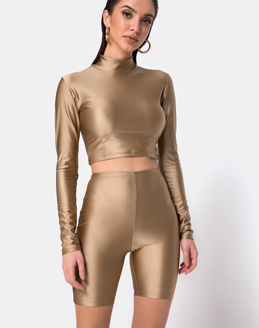 Fietsshort in Nylon Goud
