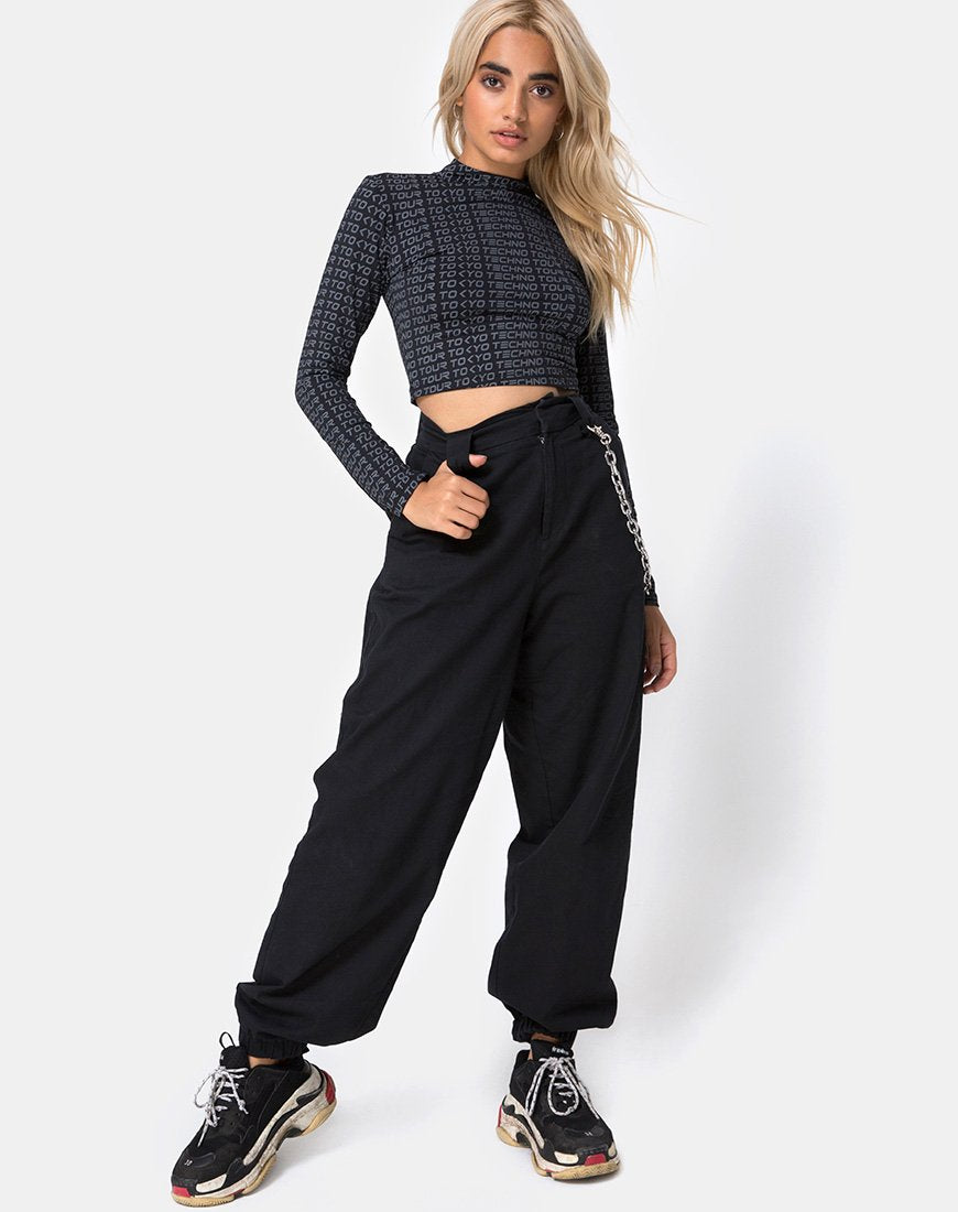 Afbeelding van Rhala Crop Top in Tokyo Techno Tour Zwart