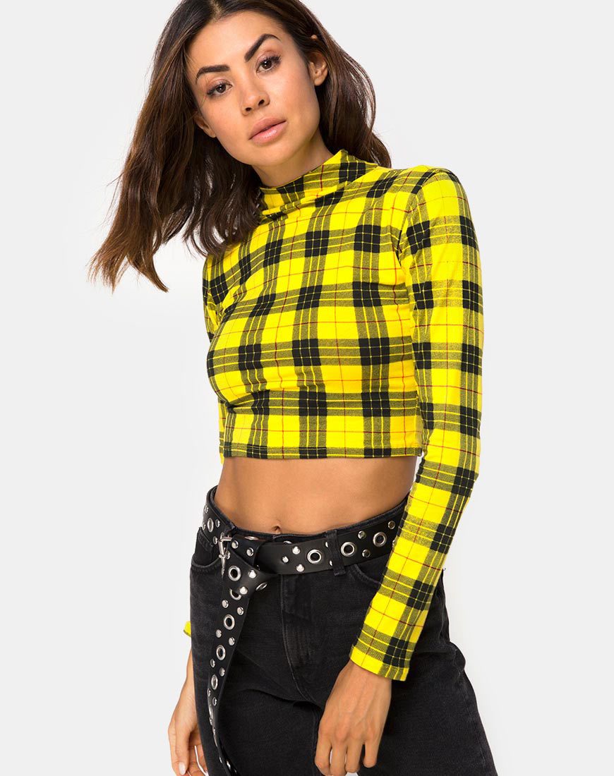 Rhala Crop Top in Winter Plaid Geel