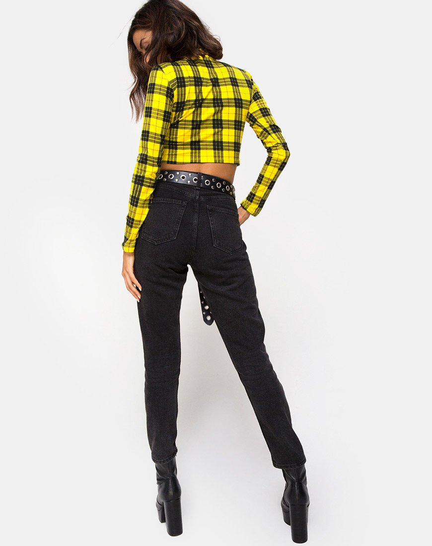 Afbeelding van Rhala Crop Top in Winter Plaid Geel