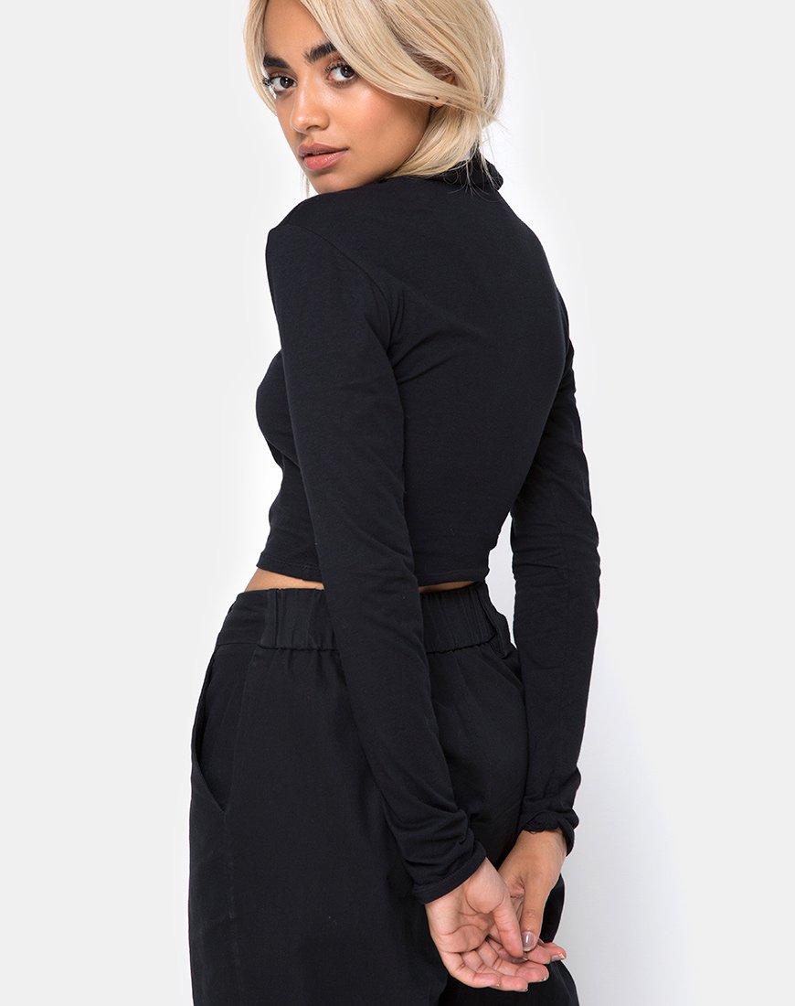 Rhala Crop Top in Tokio Techno Zwart Embro