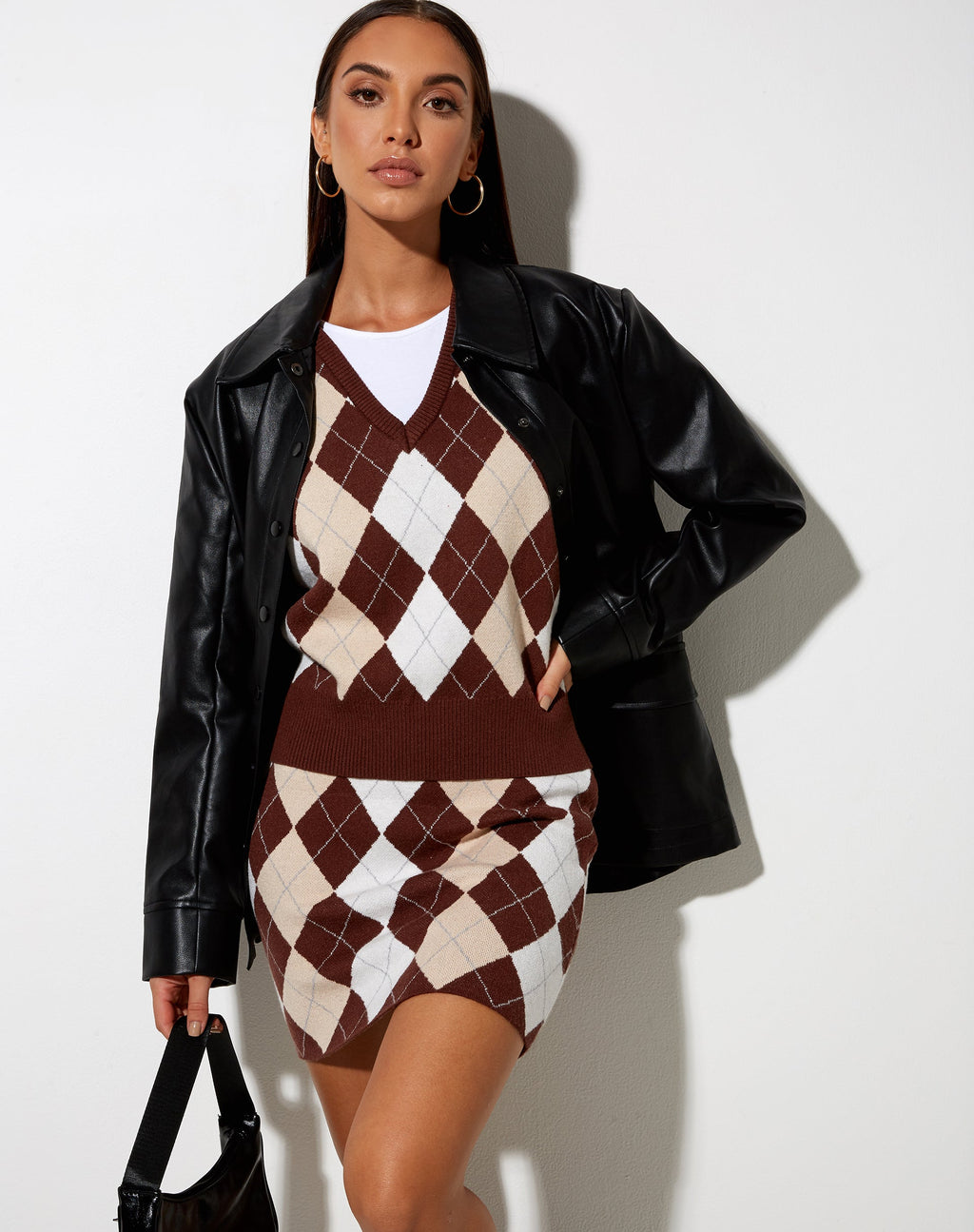 Sami vest in gebreide Argyle Tan