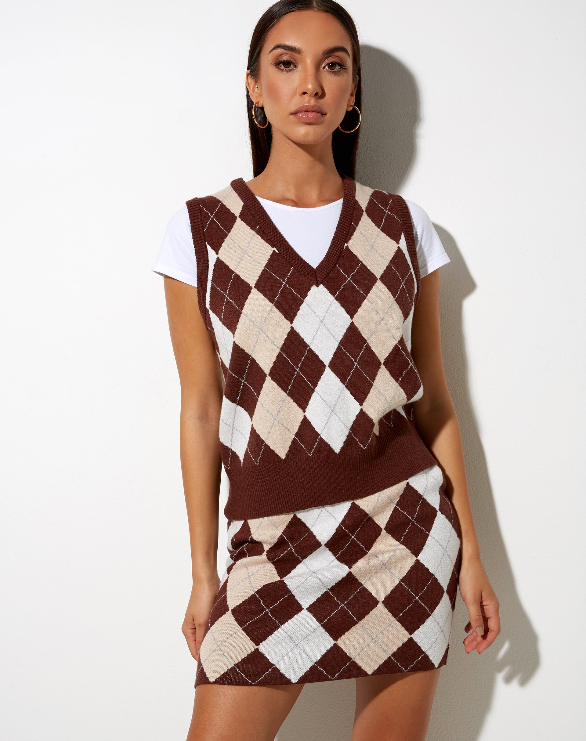 Afbeelding van Sami Vest in gebreide Argyle Tan