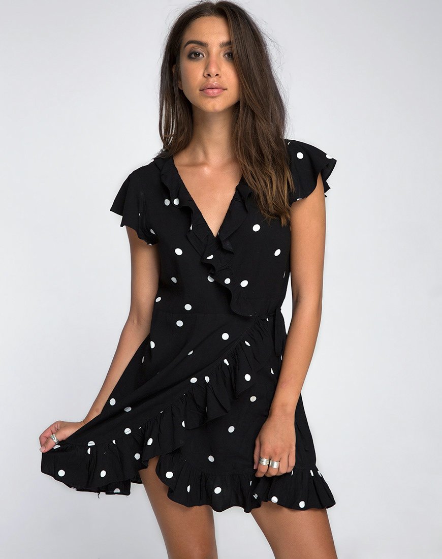 Rica rokjesjurk in zwart-wit polkadot