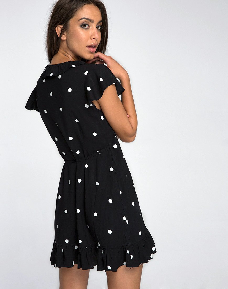 Afbeelding van Rica Skater Dress in Zwart en Wit Polkadot
