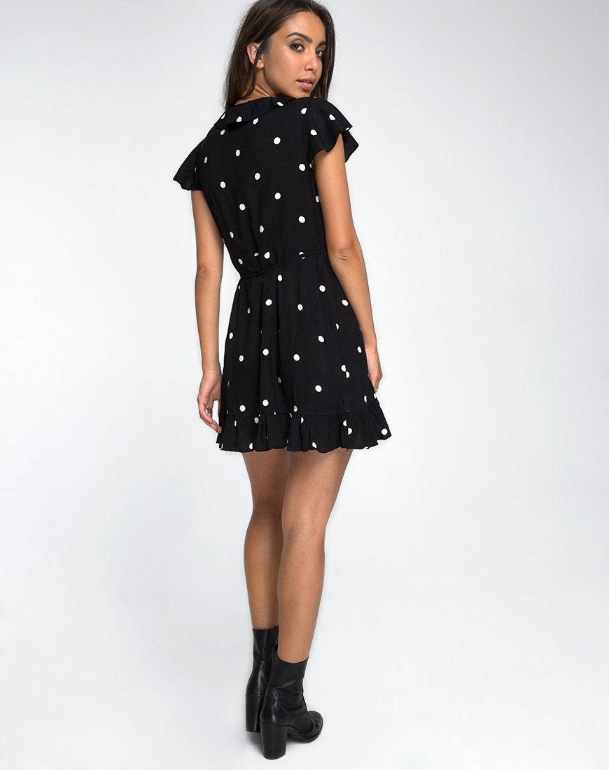 Afbeelding van Rica Skater Dress in Zwart en Wit Polkadot