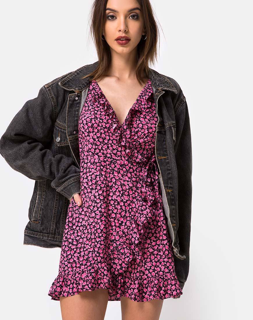 Rica Jurk in Ditsy Roze