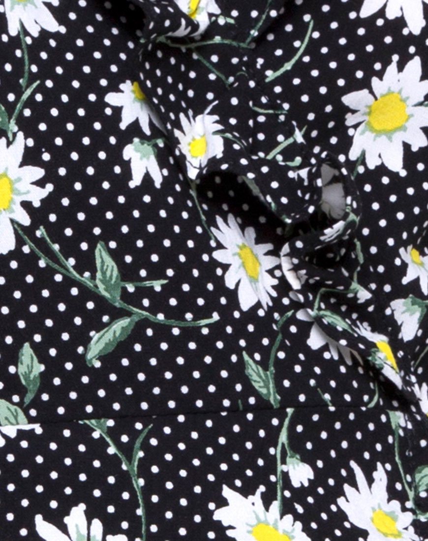 Afbeelding van Rica Skater Dress in Polka Daisy Zwart