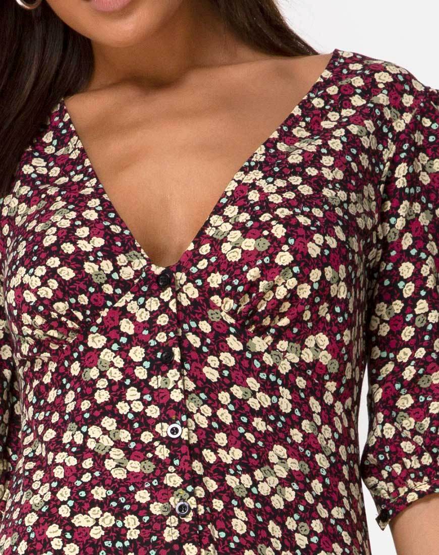 Afbeelding van Rigita Jurk in Bloemenveld Plum