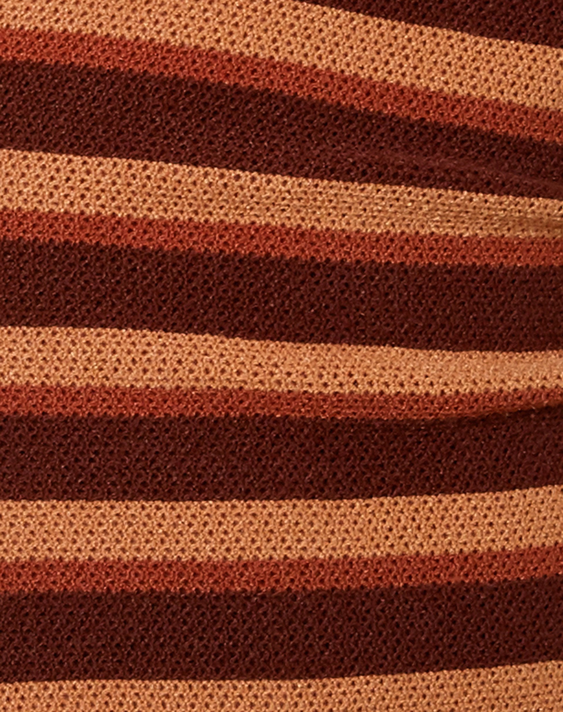 Afbeelding van Rigo Mini Jurk in Crochet Knit Stripe Bruin Chocolade