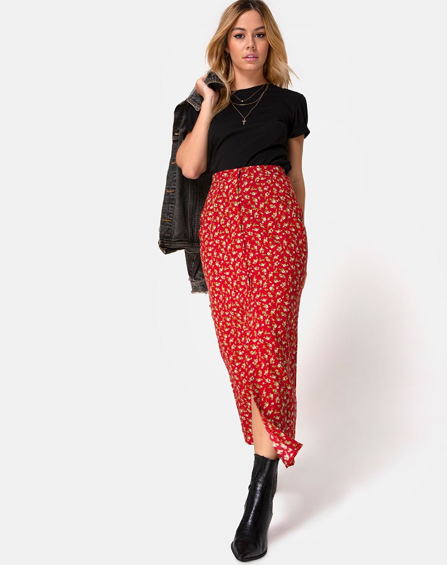 Afbeelding van Rima Rok in Falling For You Bloemig Rood