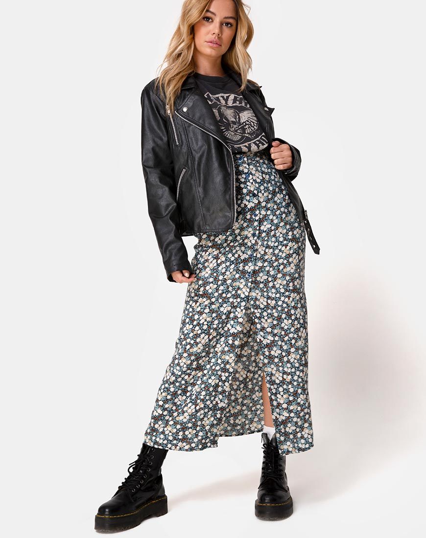 Rima rok in bloemenveld marine