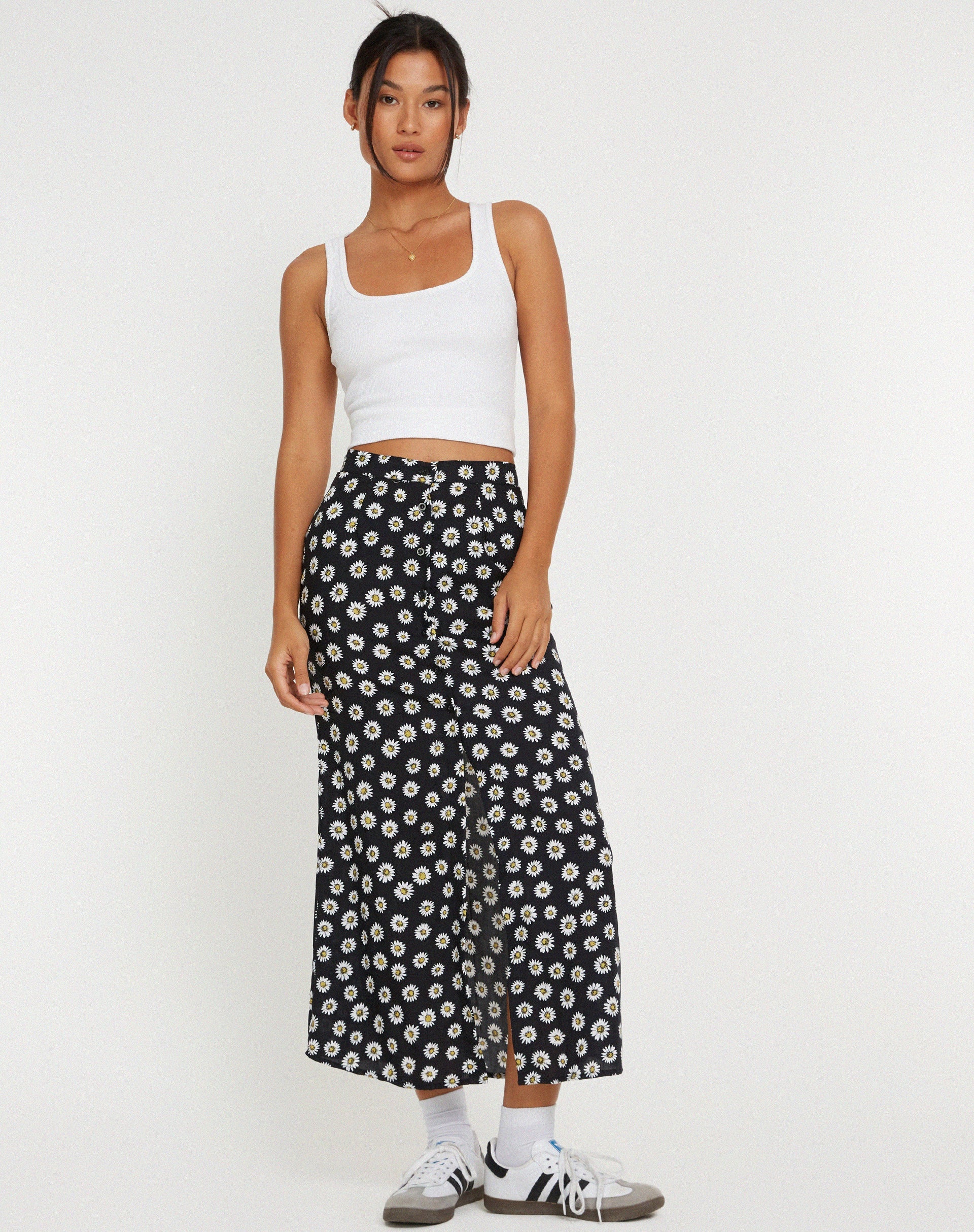Afbeelding van Rima Midi rok in Grunge Daisy zwart