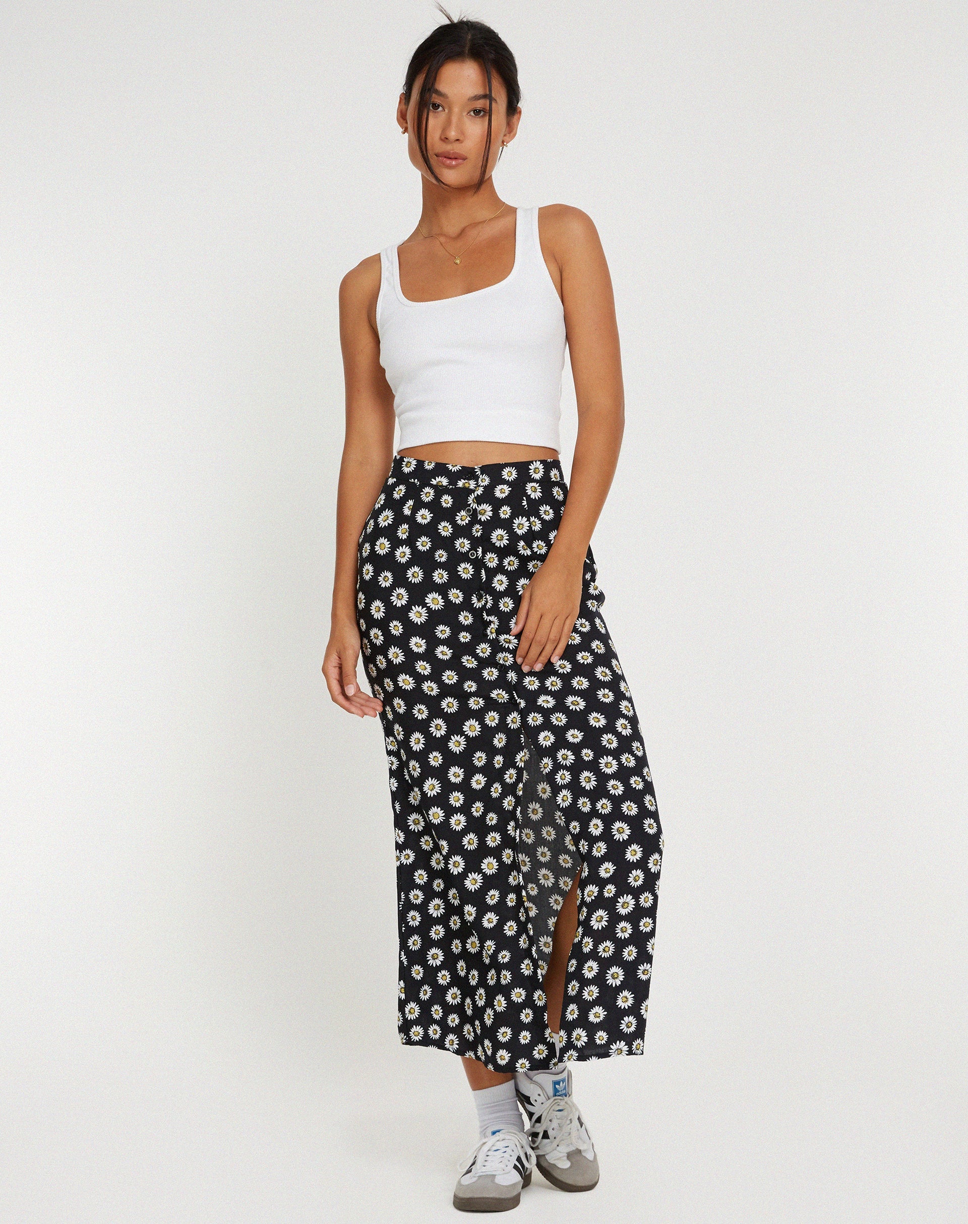 Afbeelding van Rima Midi rok in Grunge Daisy zwart