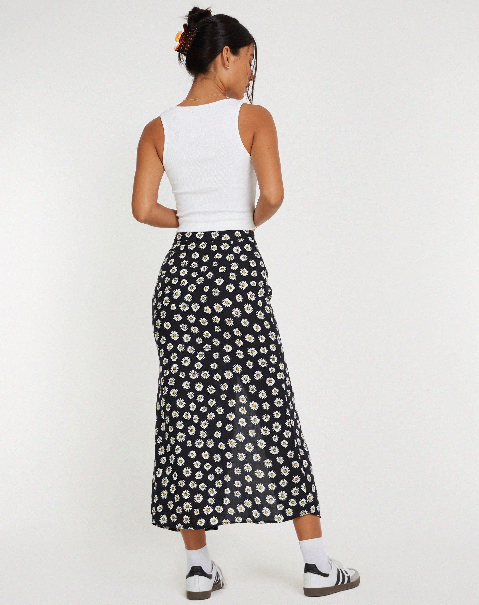 Afbeelding van Rima Midi rok in Grunge Daisy zwart