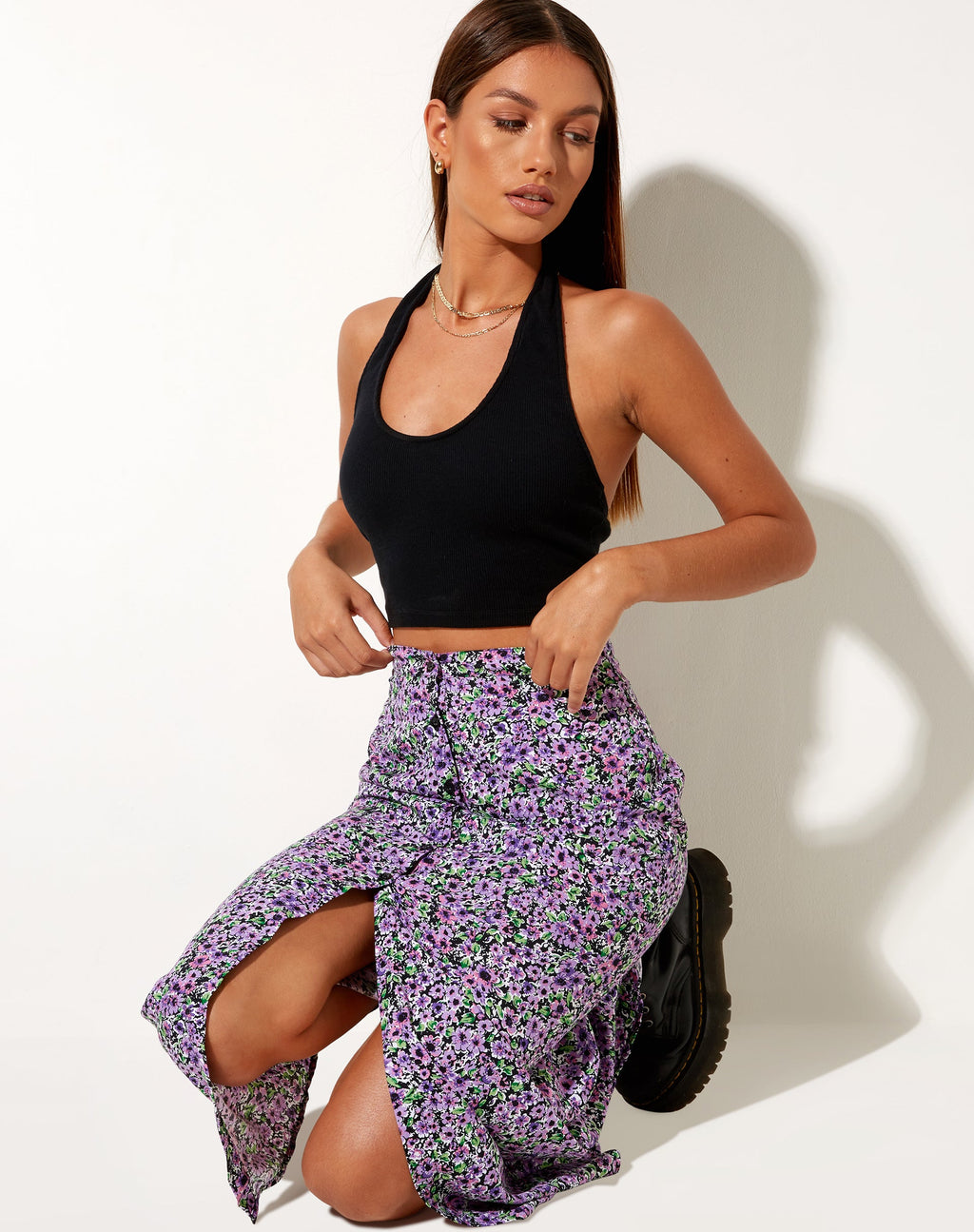 Rima Midi rok in lila bloesem
