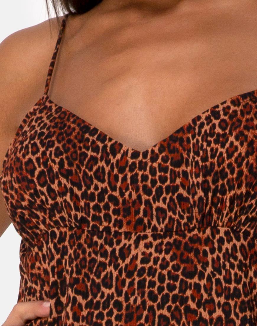 Afbeelding van Rinda Maxi Dress in Crinkle Ditsy Leopard Orange