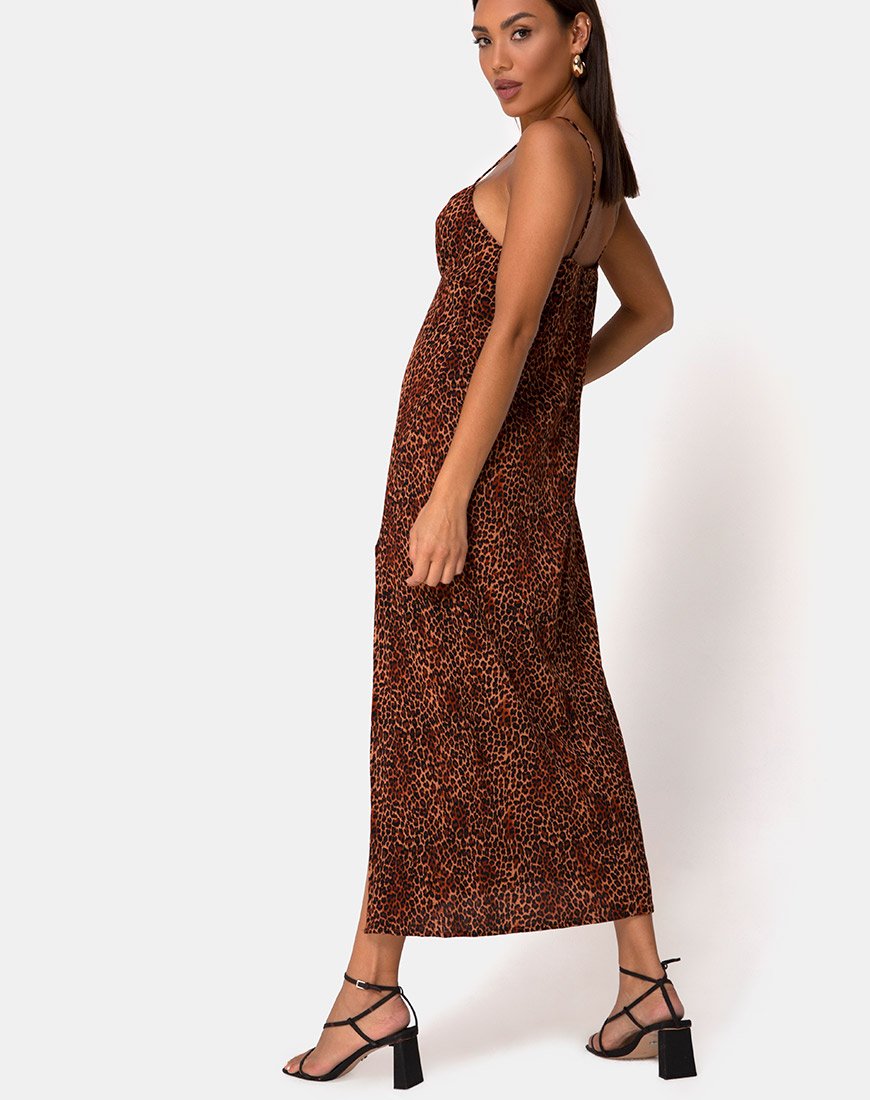 Afbeelding van Rinda Maxi Dress in Crinkle Ditsy Leopard Orange
