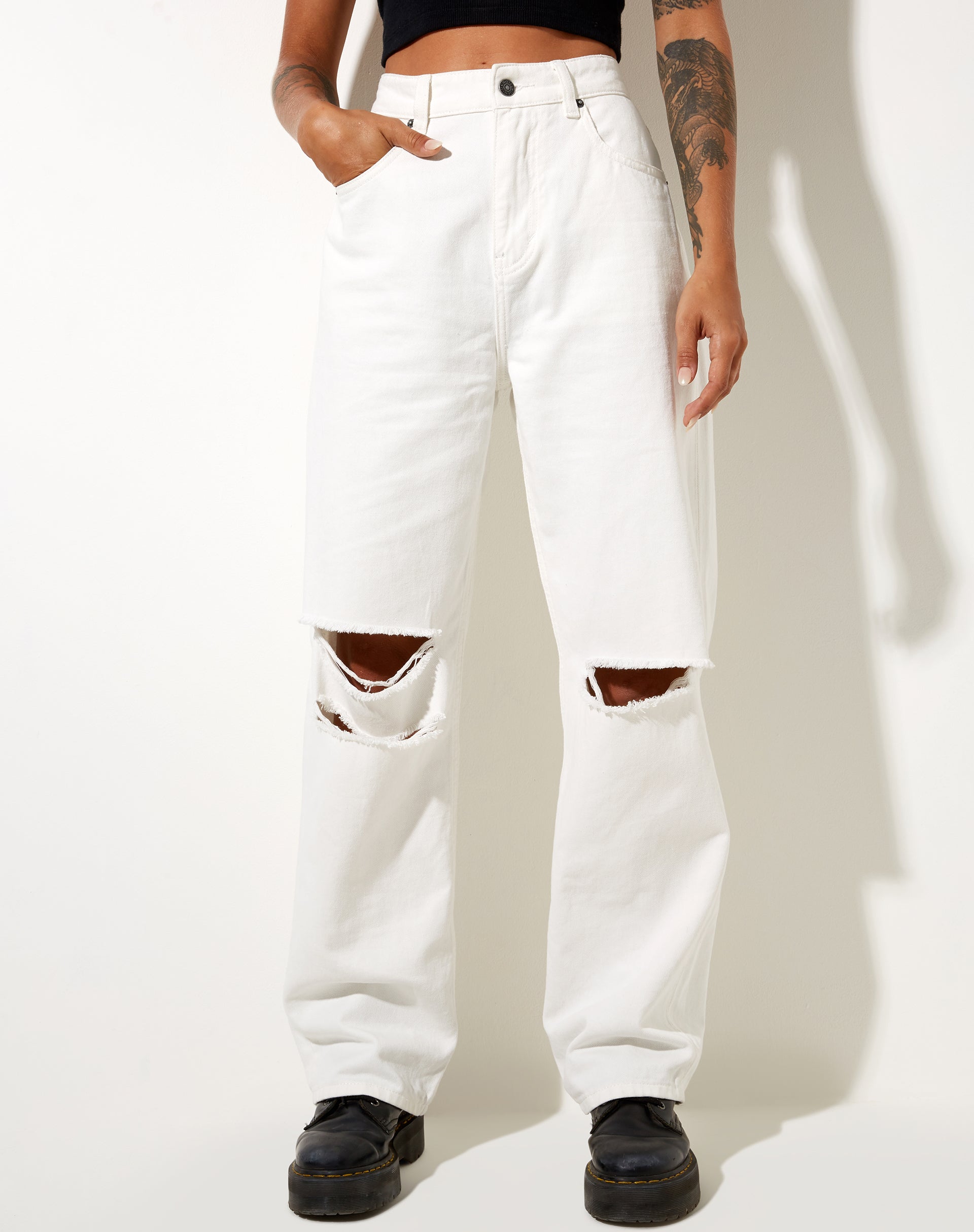Afbeelding van Rips Parallel Jean in White Wash