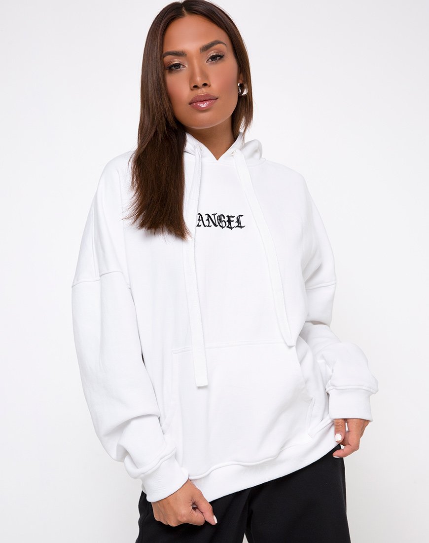 Afbeelding van Oversize Hoody in White Angel Embro