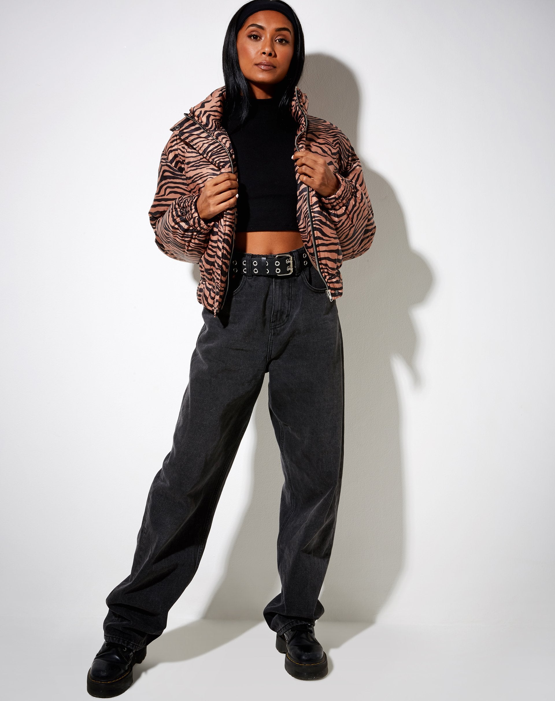 Afbeelding van Rohos Puffer Jacket in Zebra Zwart en Bruin