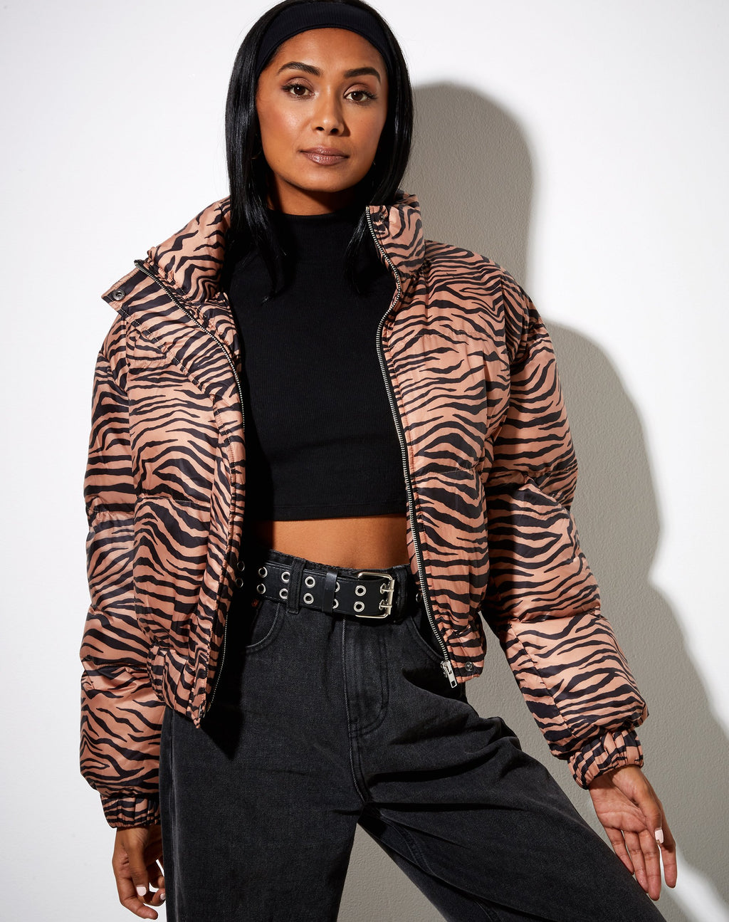 Rohos Puffer Jacket in zebra zwart en bruin