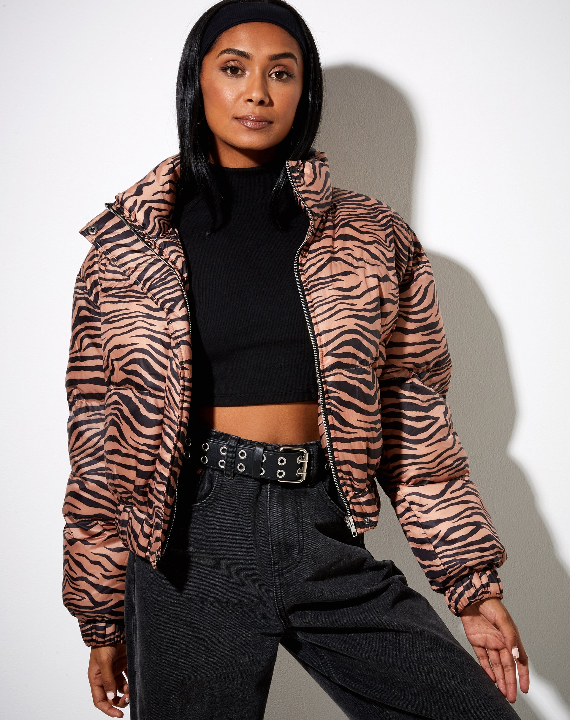 Afbeelding van Rohos Puffer Jacket in Zebra Zwart en Bruin