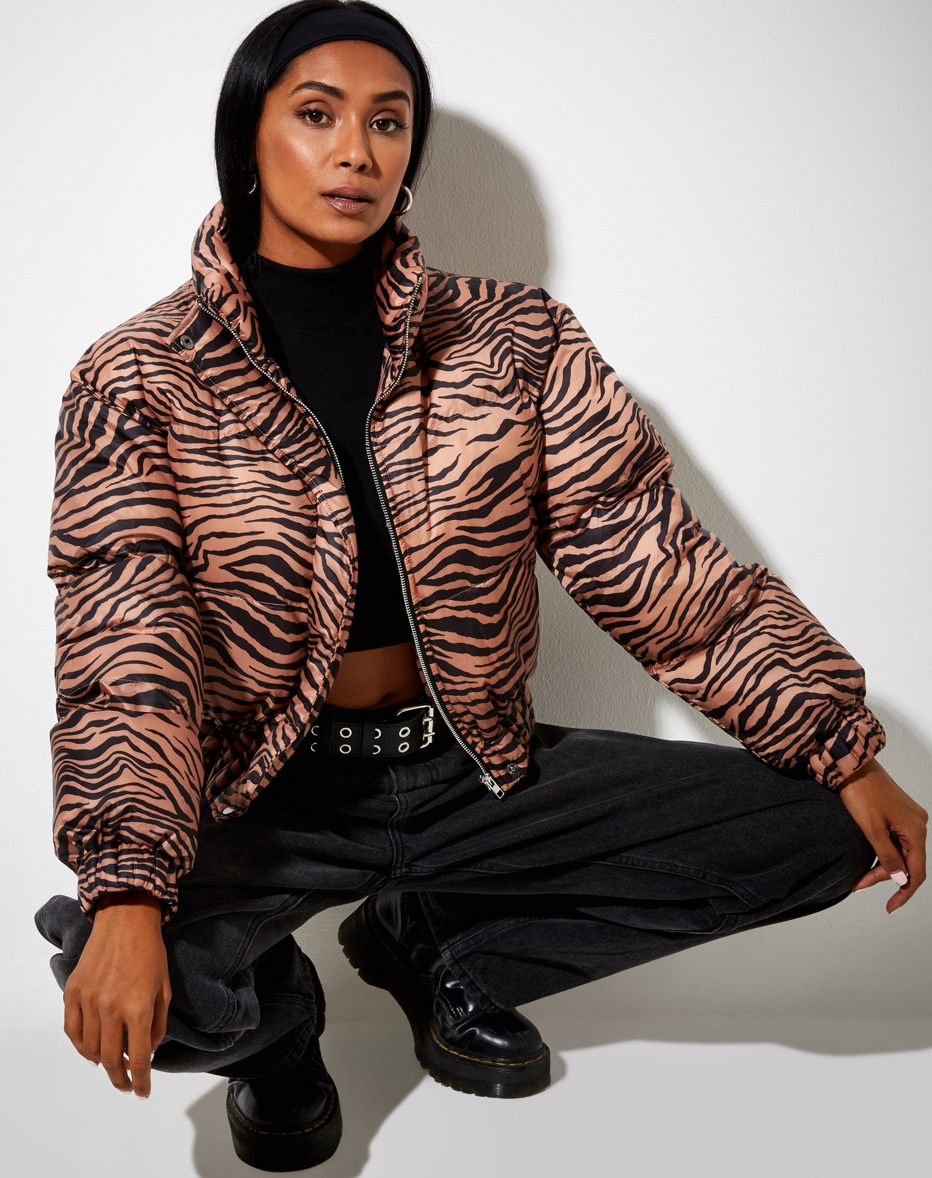 Afbeelding van Rohos Puffer Jacket in Zebra Zwart en Bruin