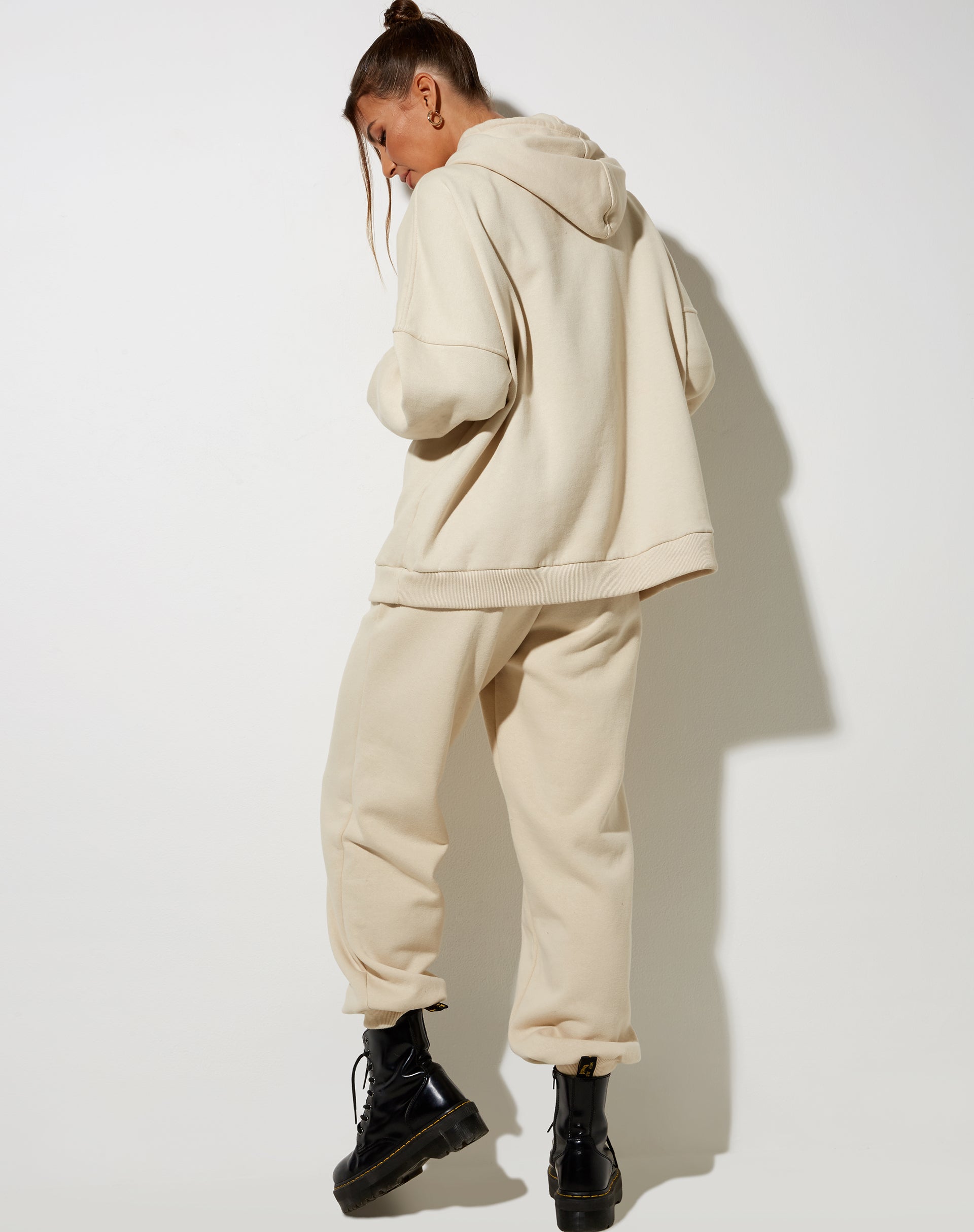 Afbeelding van Oversize Hoody in Stone met Engelen Embro