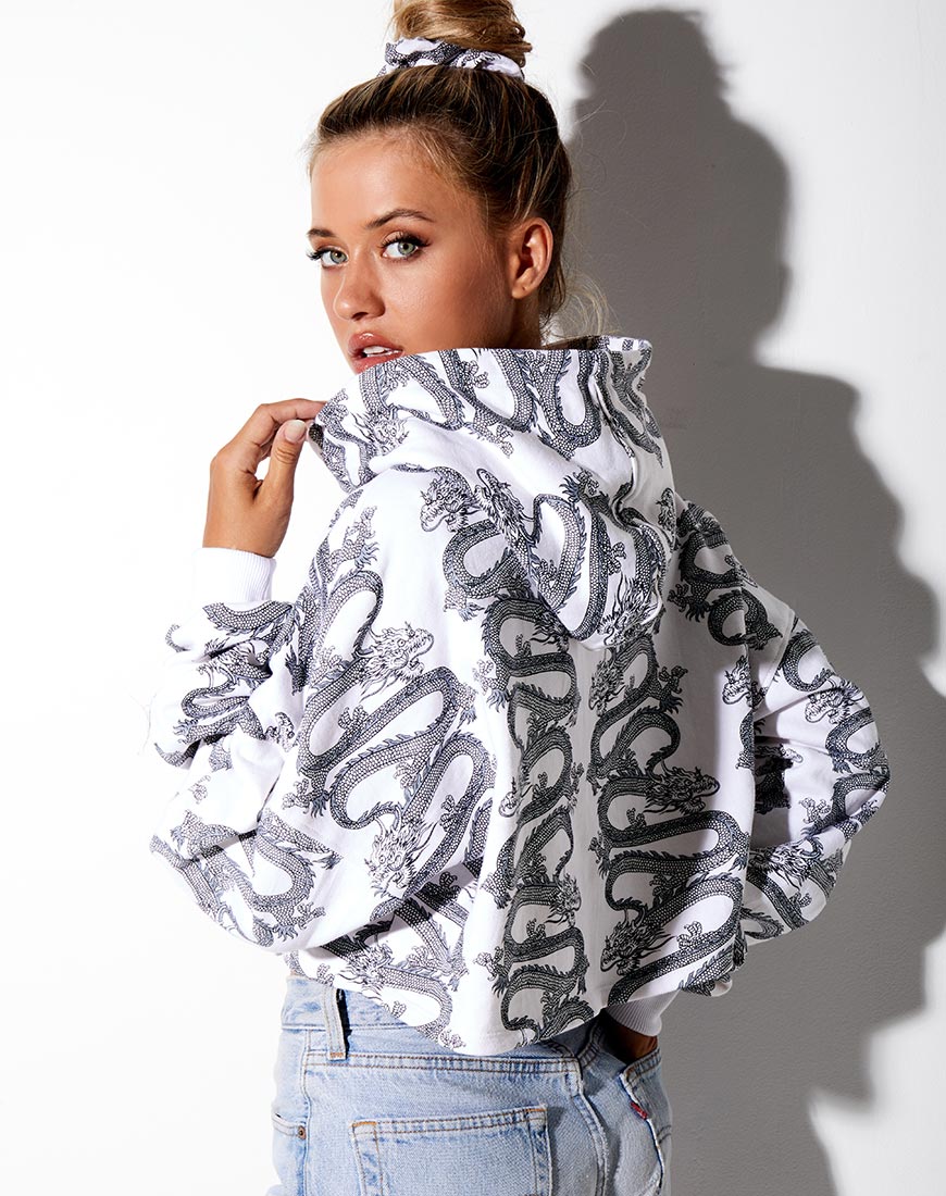 Afbeelding van Roky Cropped Hoody in Dragon Rope Wit Plaatsing