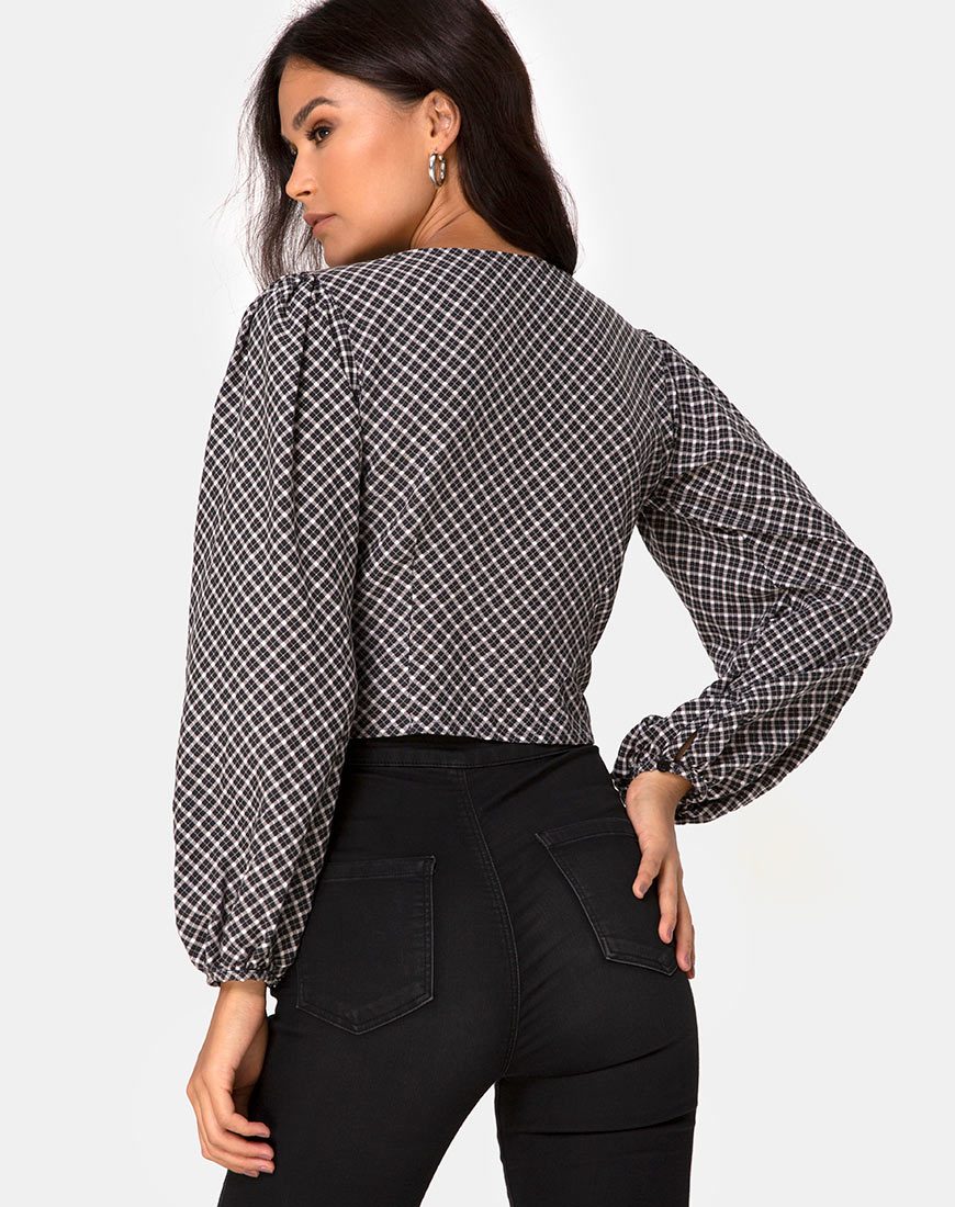 Afbeelding van Roma Lange Mouw Top in Check It Out Zwart