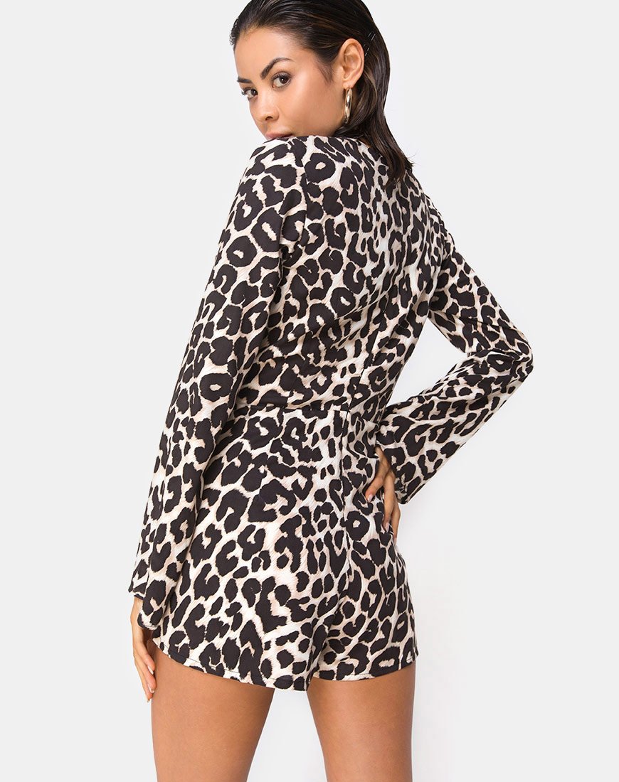 Romeo Plunge Playsuit in oversized Jaguar