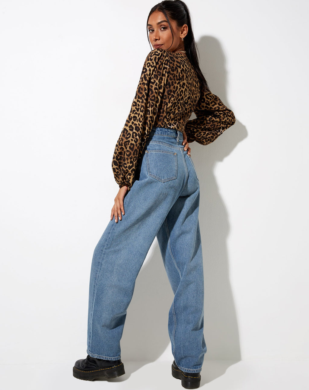 Romina Top in Nachtluipaard Bruin