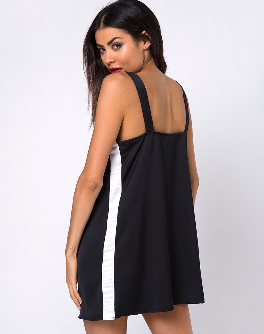 Rona Slip Dress in zwart met ivoorkleurige streep
