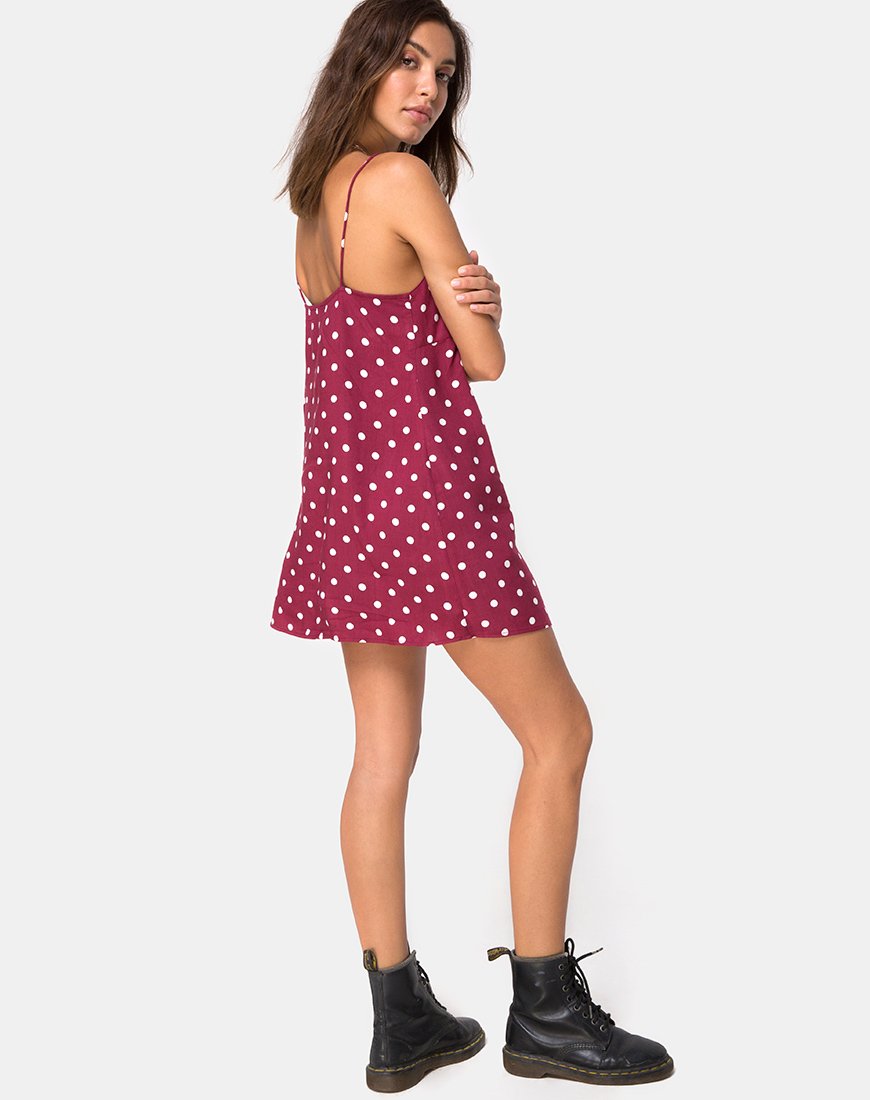 Afbeelding van Roppan Jurk in Medium Polka Wijn