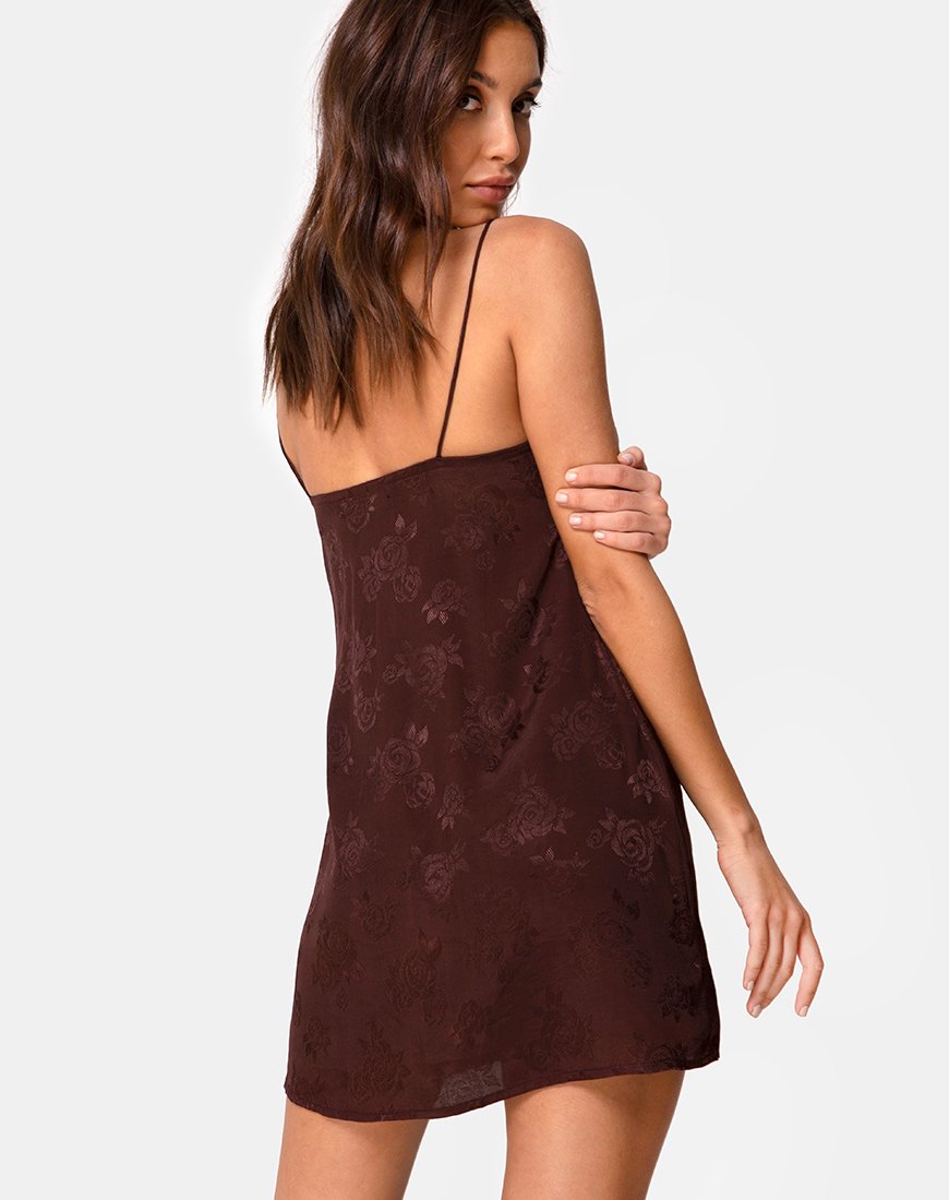 Afbeelding van Ronina Mini Jurk in Satijn Roos Cacao