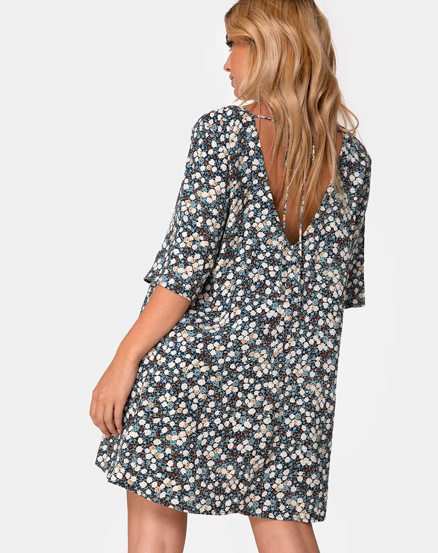 Afbeelding van Rosella Swing Dress in Floral Field Navy